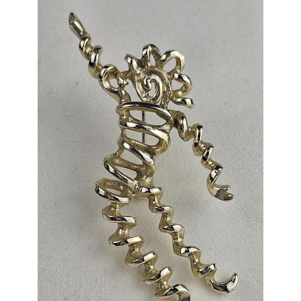 Nemo Signed Modernist Dancing Man Squiggle Wire‎ Brooch Pin Gold Tone Vintage